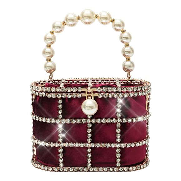 NEW Sparkling Bling Swarovski Crystal Rhinestone Pearl Clutch Purse Bag … - Picture 6 of 17